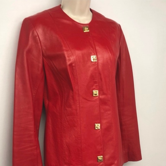 B&J Genuine Red leather jacket size L - Picture 3 of 7